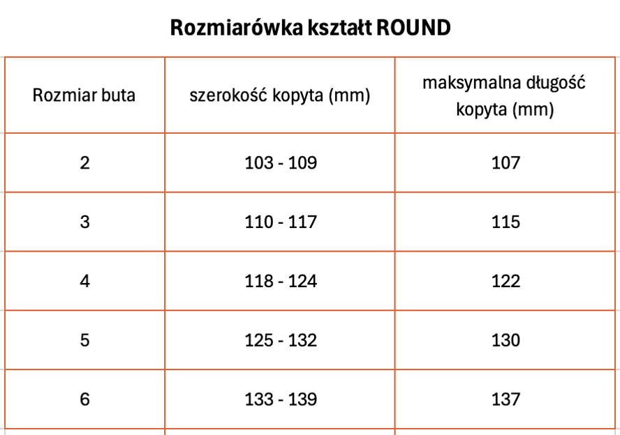 sizing chart pioneer